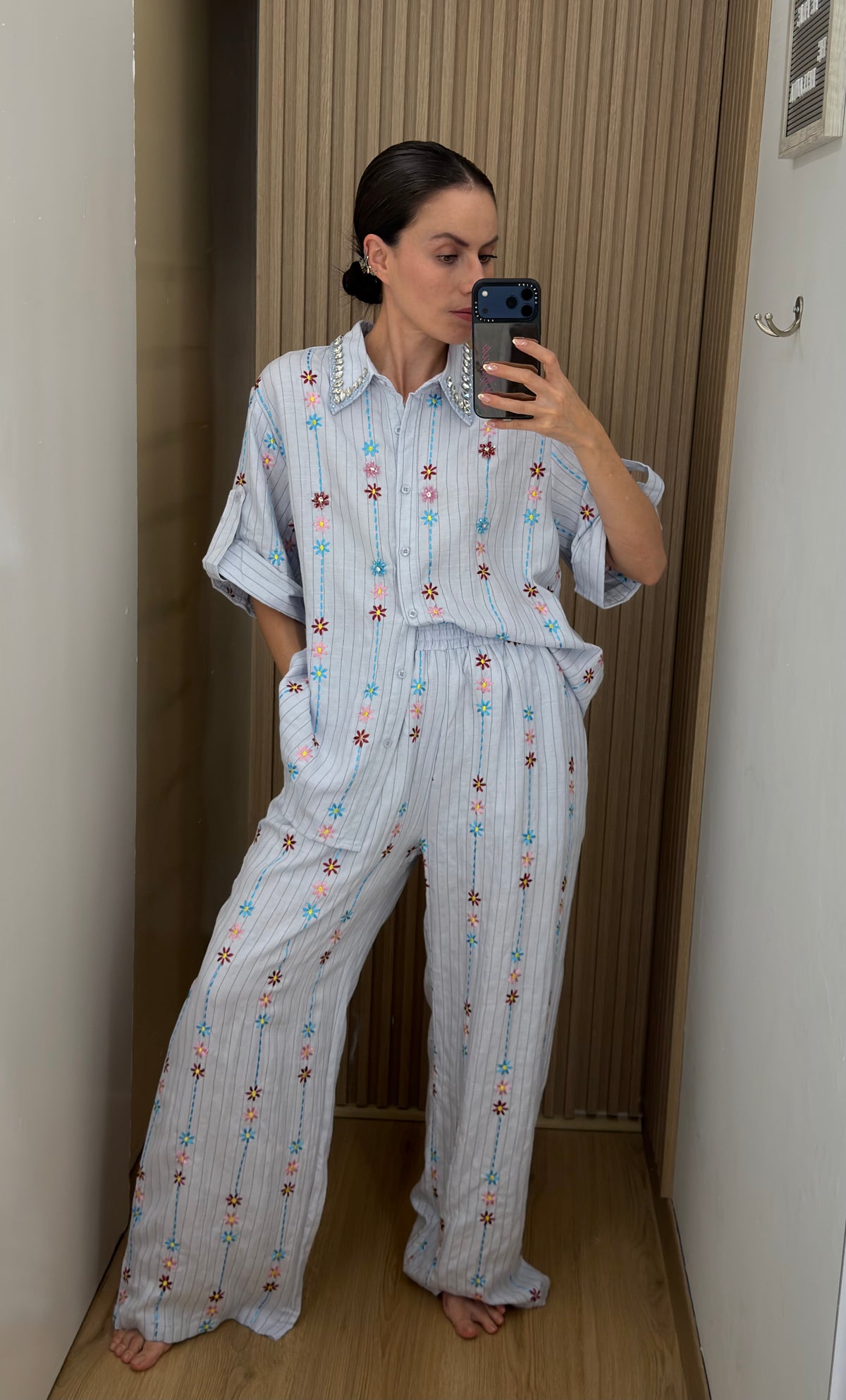 Conjunto para mujer de dos piezas estampado floral Little color azul | Bellania