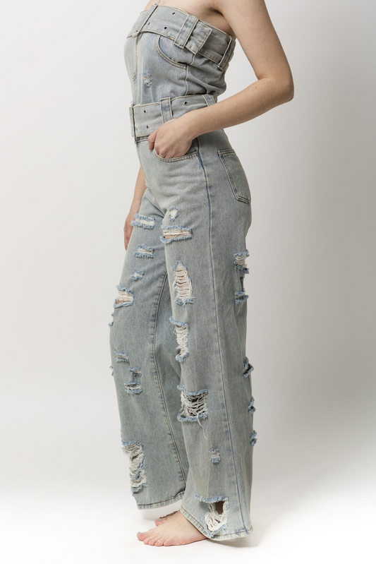 Jumpsuit strapless denim