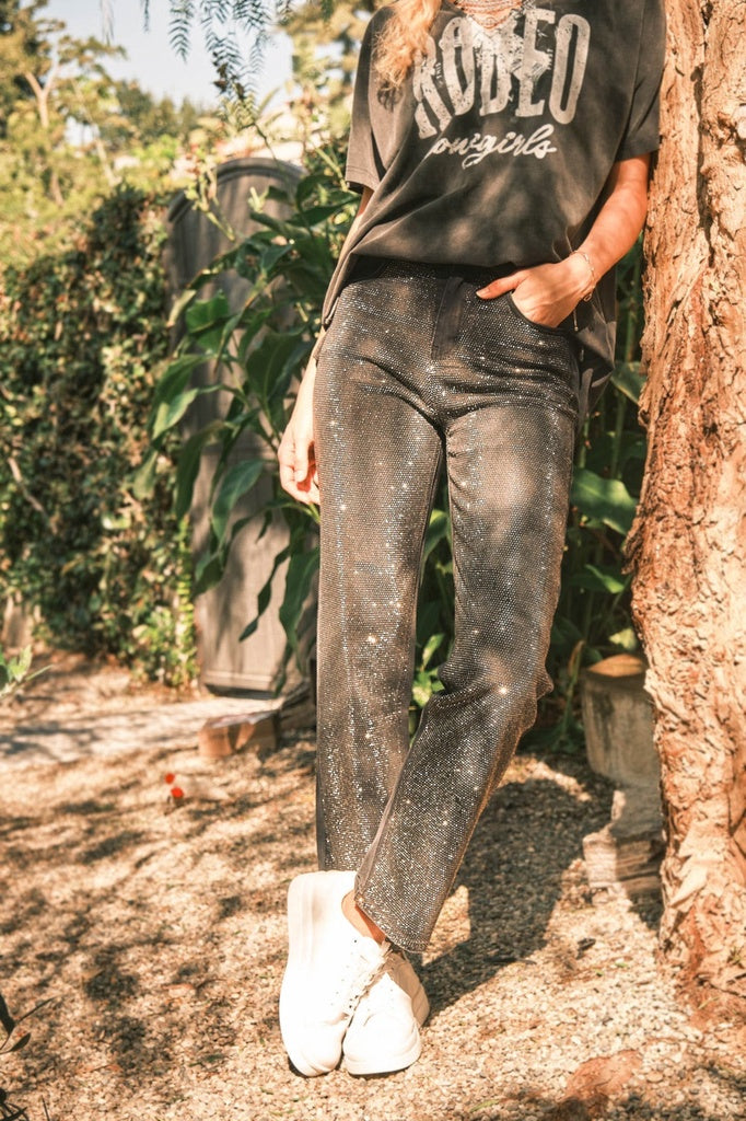 Pantalón denim stones black
