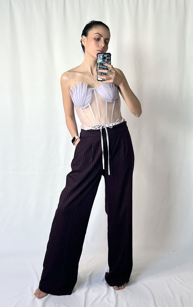 Pantalón rayas burgundy