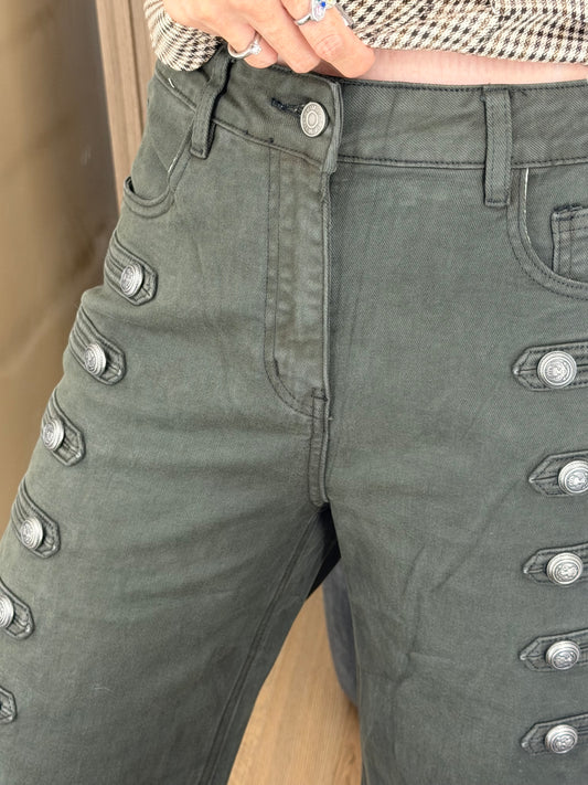 Pantalón Verde Militar con Botones