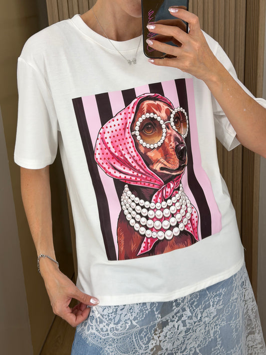 T SHIRT DOG LACE
