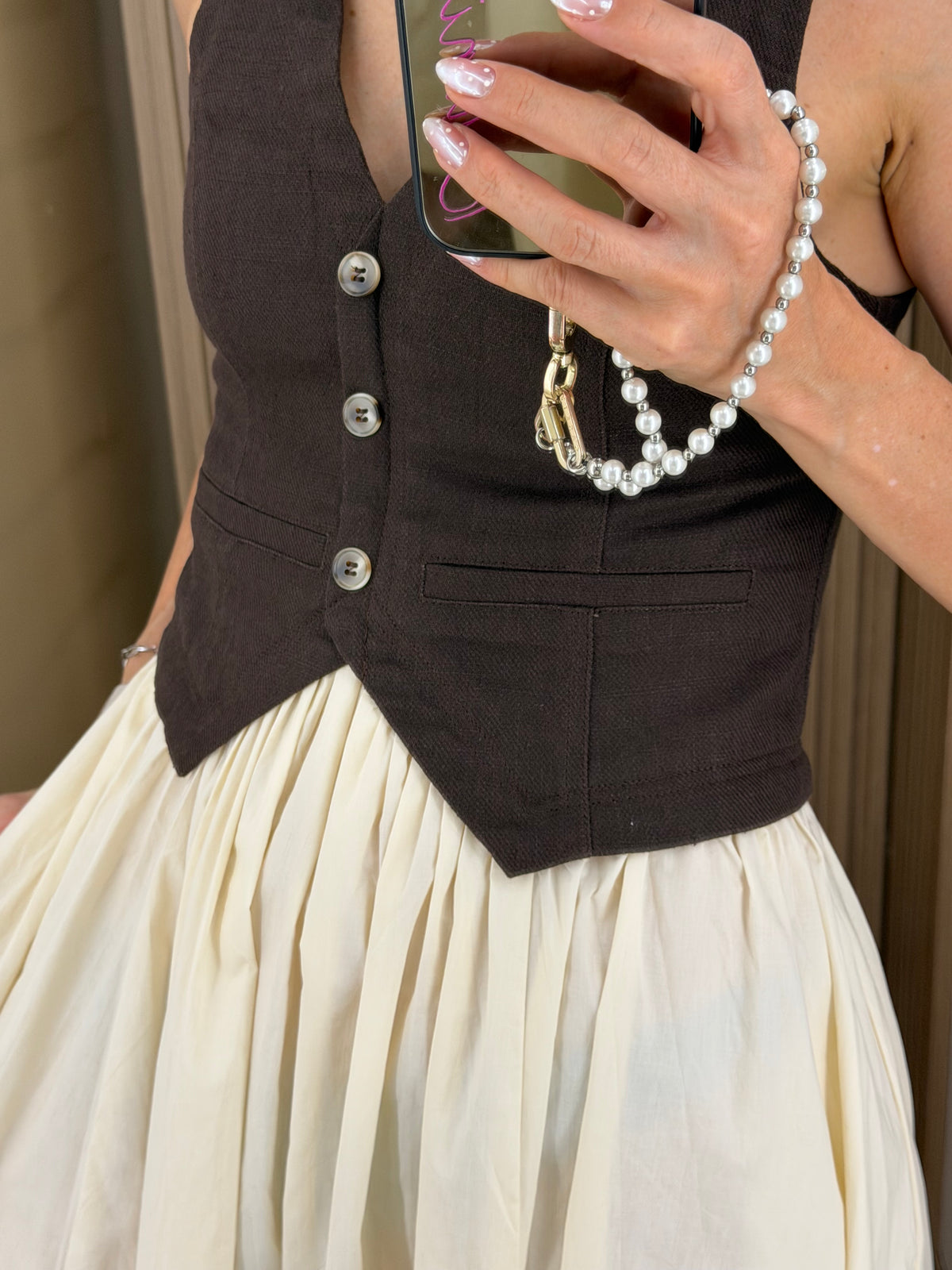VESTIDO CHALECO CAFE
