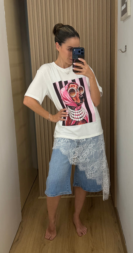T SHIRT DOG LACE