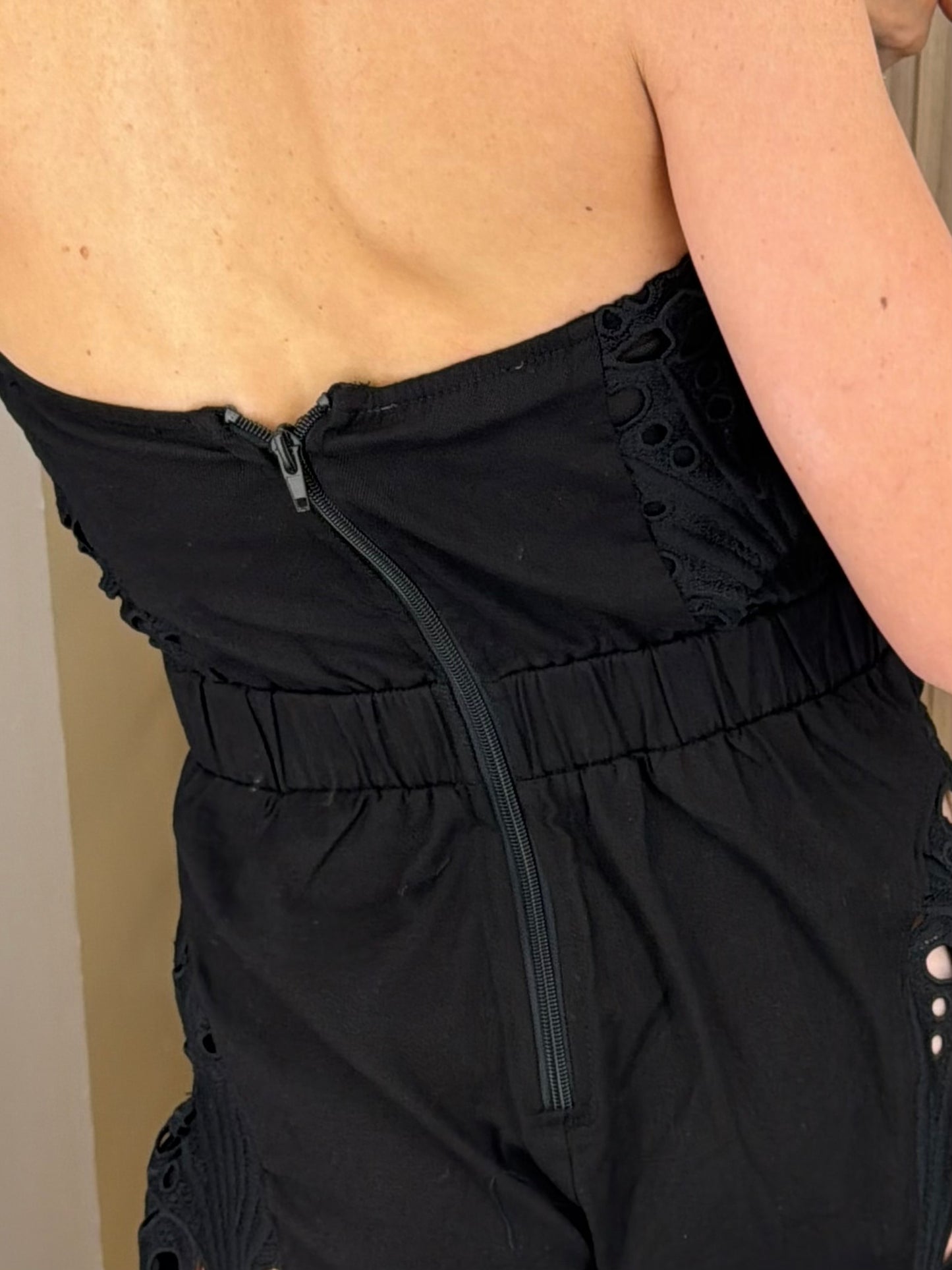 Jumpsuit Cut Negro de Algodón para Mujer | Bellania