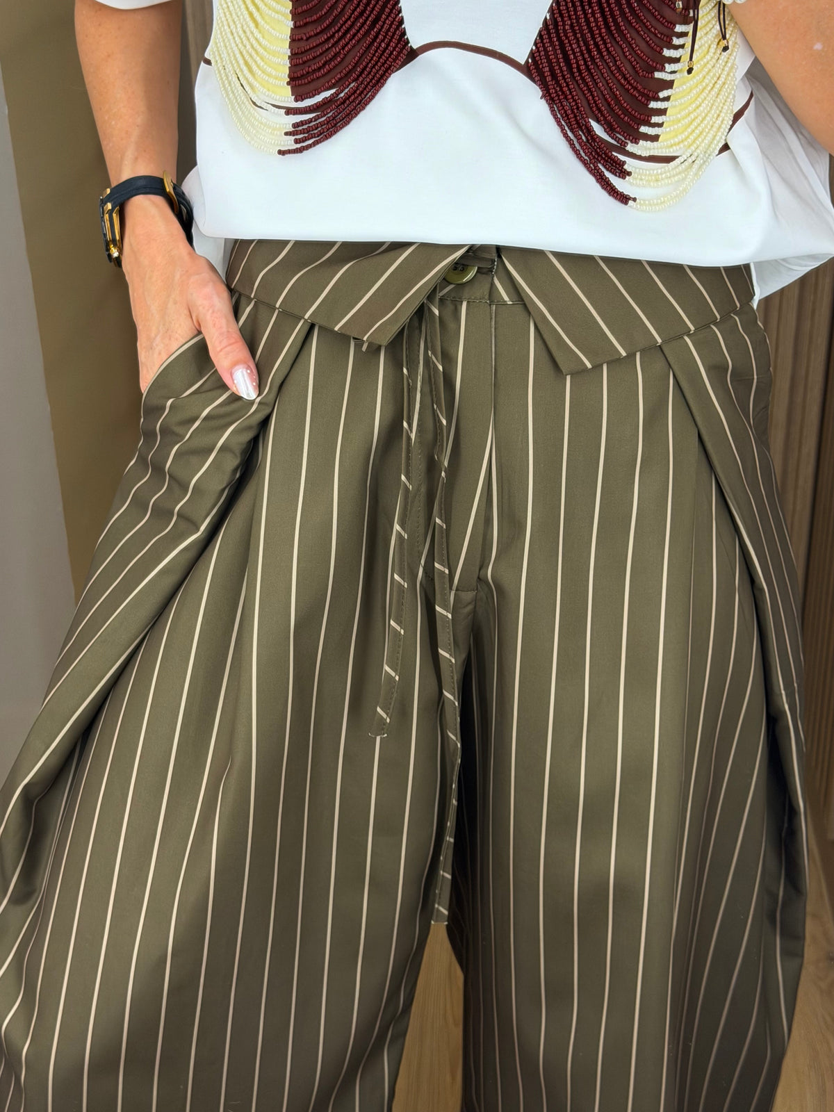 PANTALON STRIPES OLIVE
