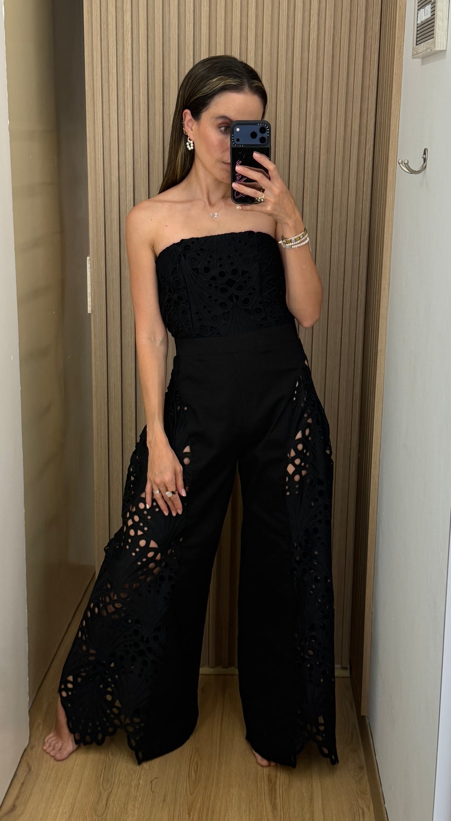 Jumpsuit Cut Negro de Algodón para Mujer | Bellania
