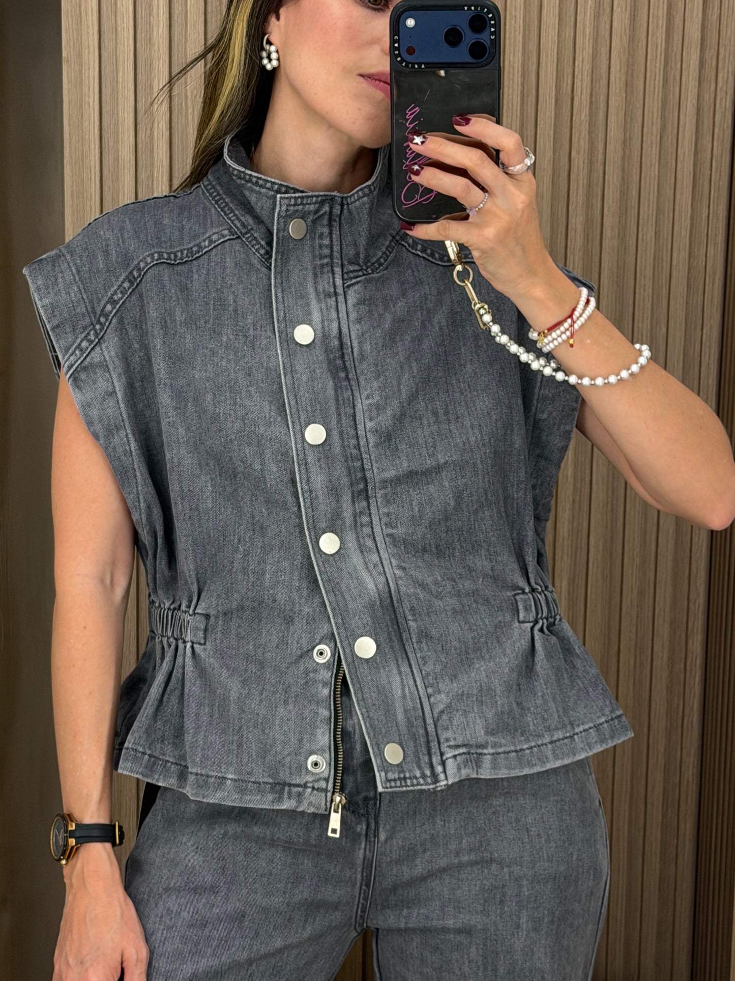 Set Denim Gris de Mezclilla Stretch para Mujer
