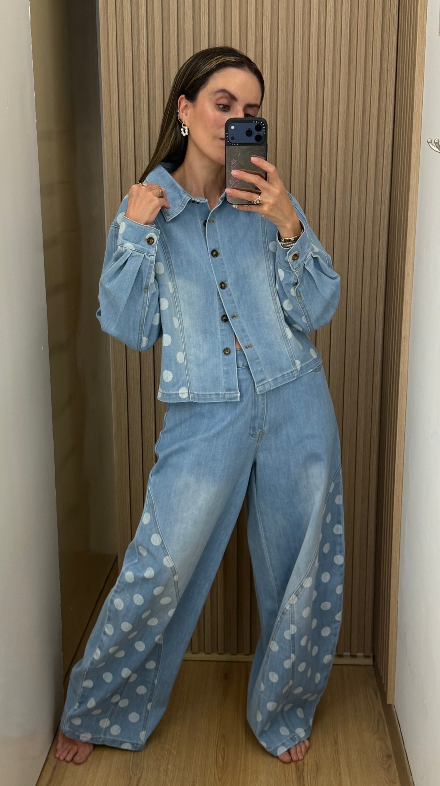Conjunto Denim de Lunares Blancos para Mujer | Bellania