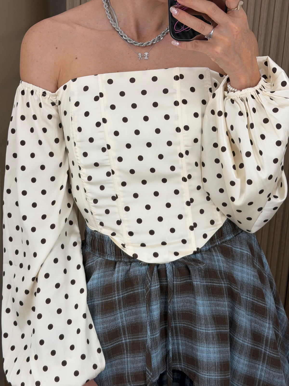 BLUSA POLKA OFFSHOULDER