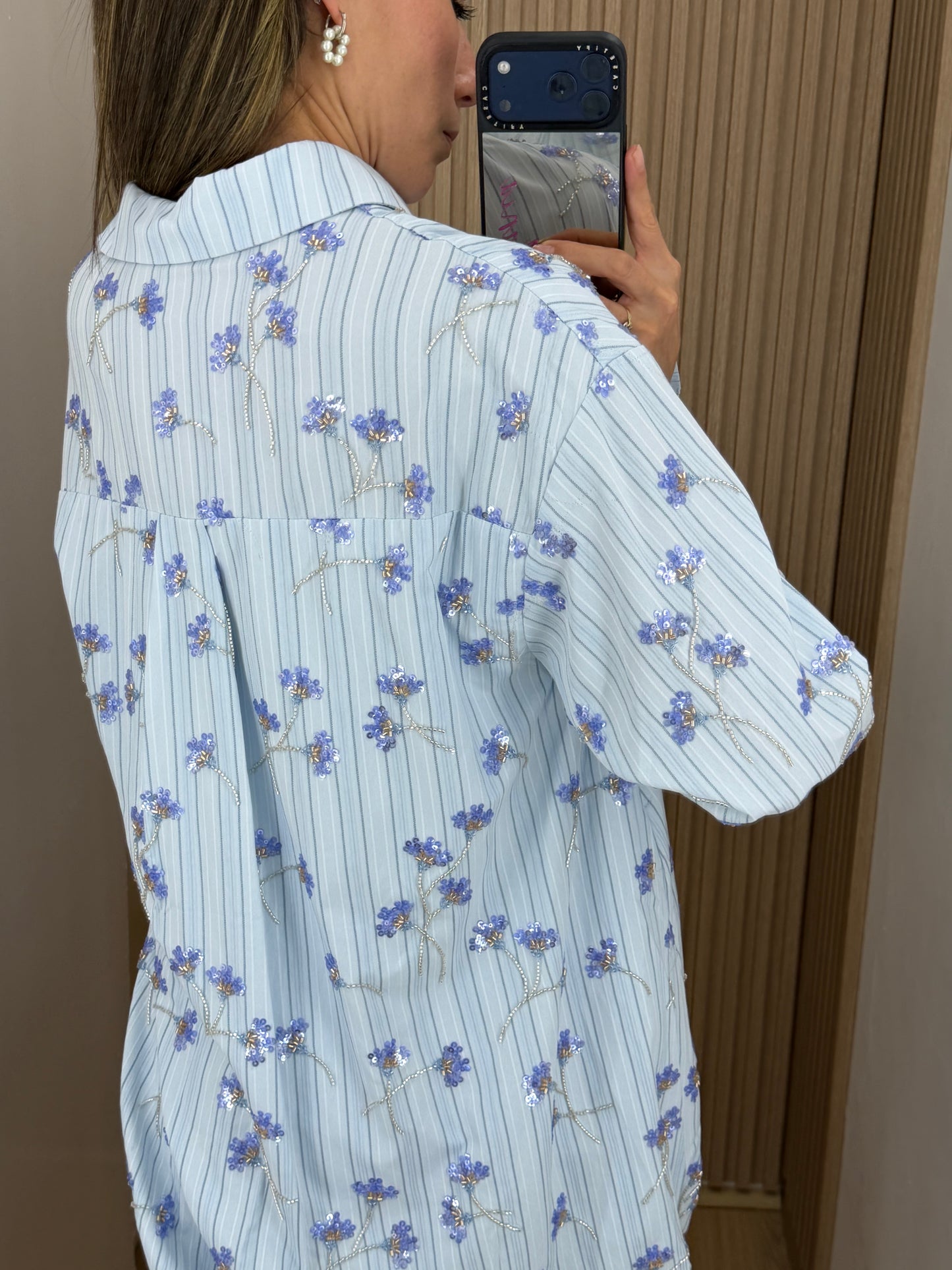Blusa Azul Claro de Algodón para Mujer | Bellania