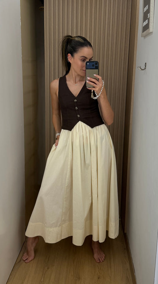 VESTIDO CHALECO CAFE