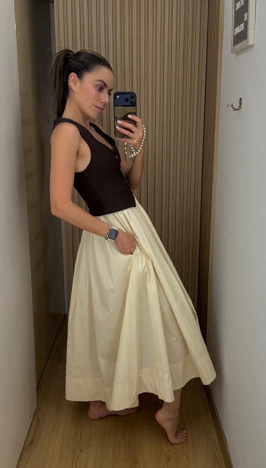 VESTIDO CHALECO CAFE