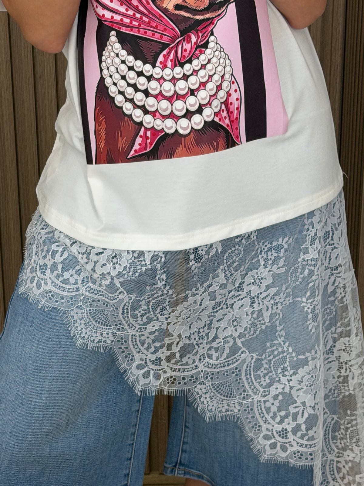 T SHIRT DOG LACE