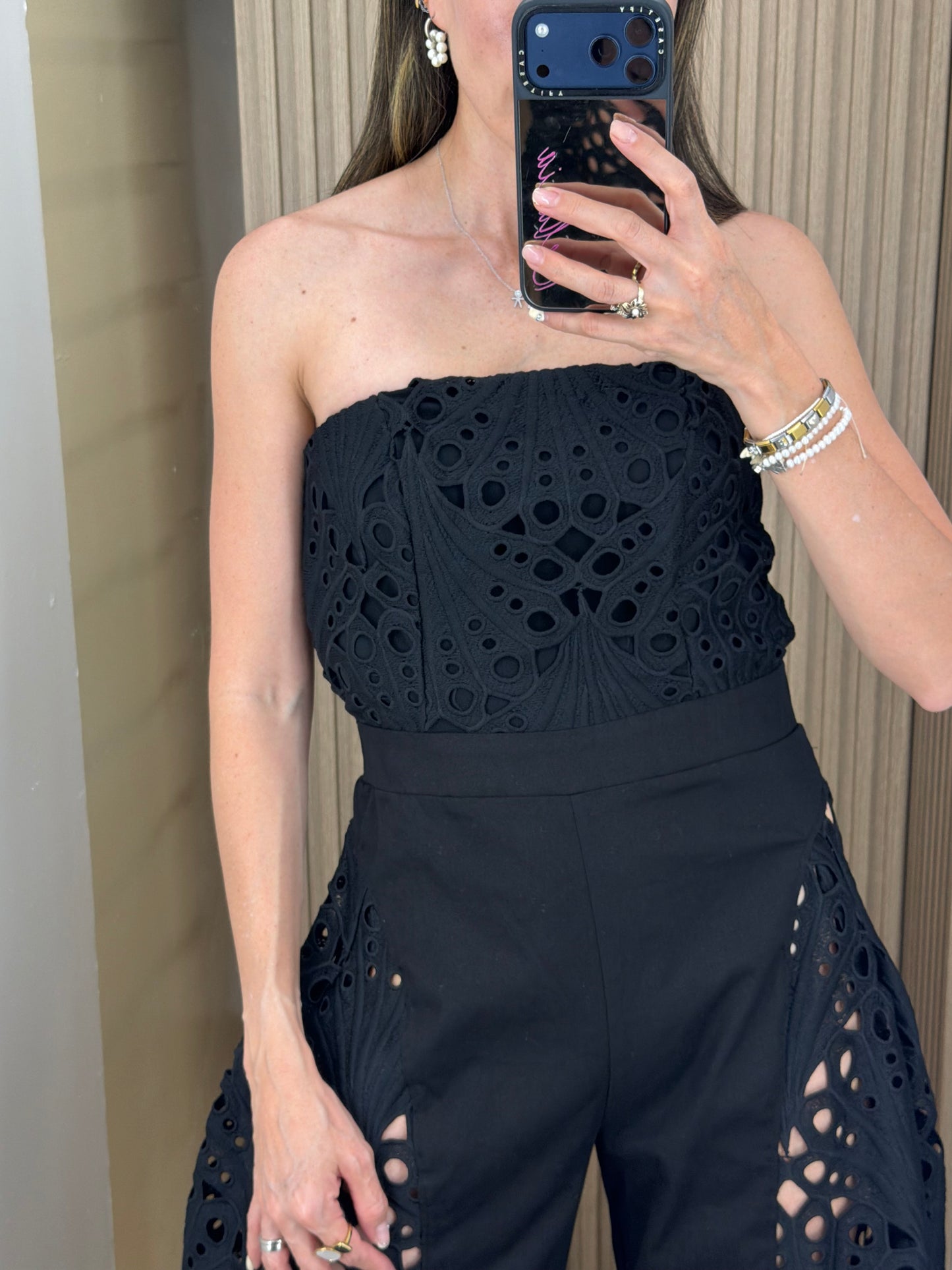 Jumpsuit Cut Negro de Algodón para Mujer | Bellania