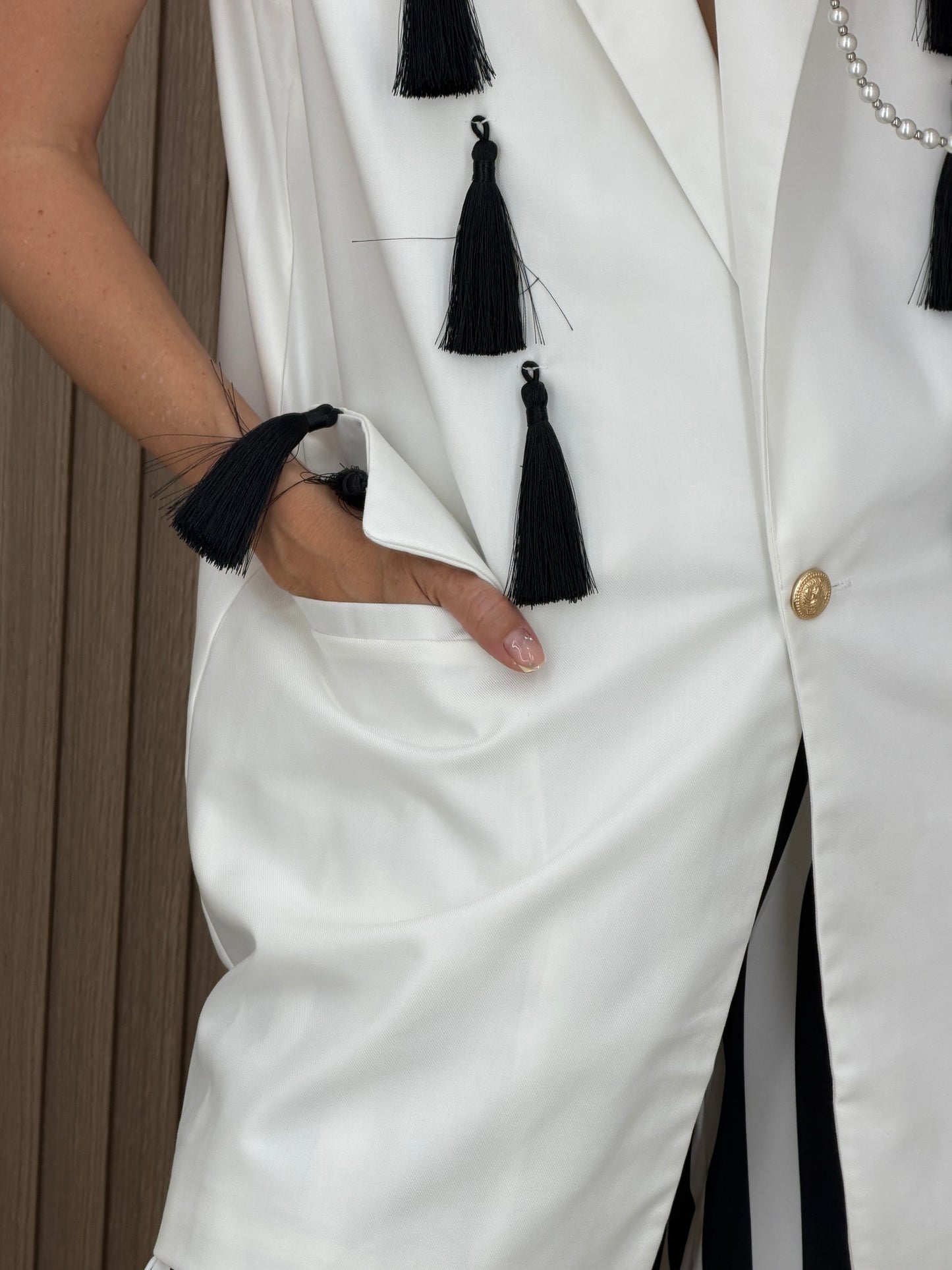 Conjunto Balloon con Pompones Blanco y Negro | Bellania