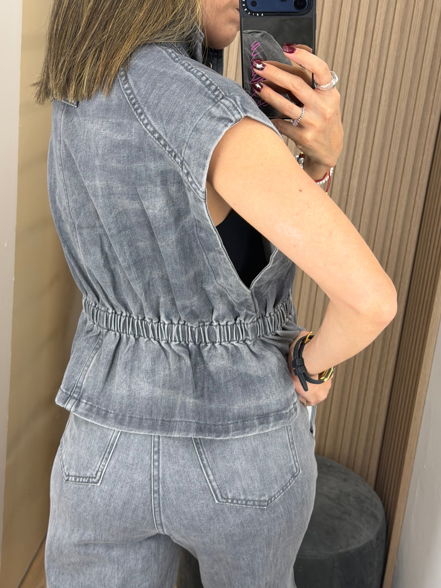 Set Denim Gris de Mezclilla Stretch para Mujer