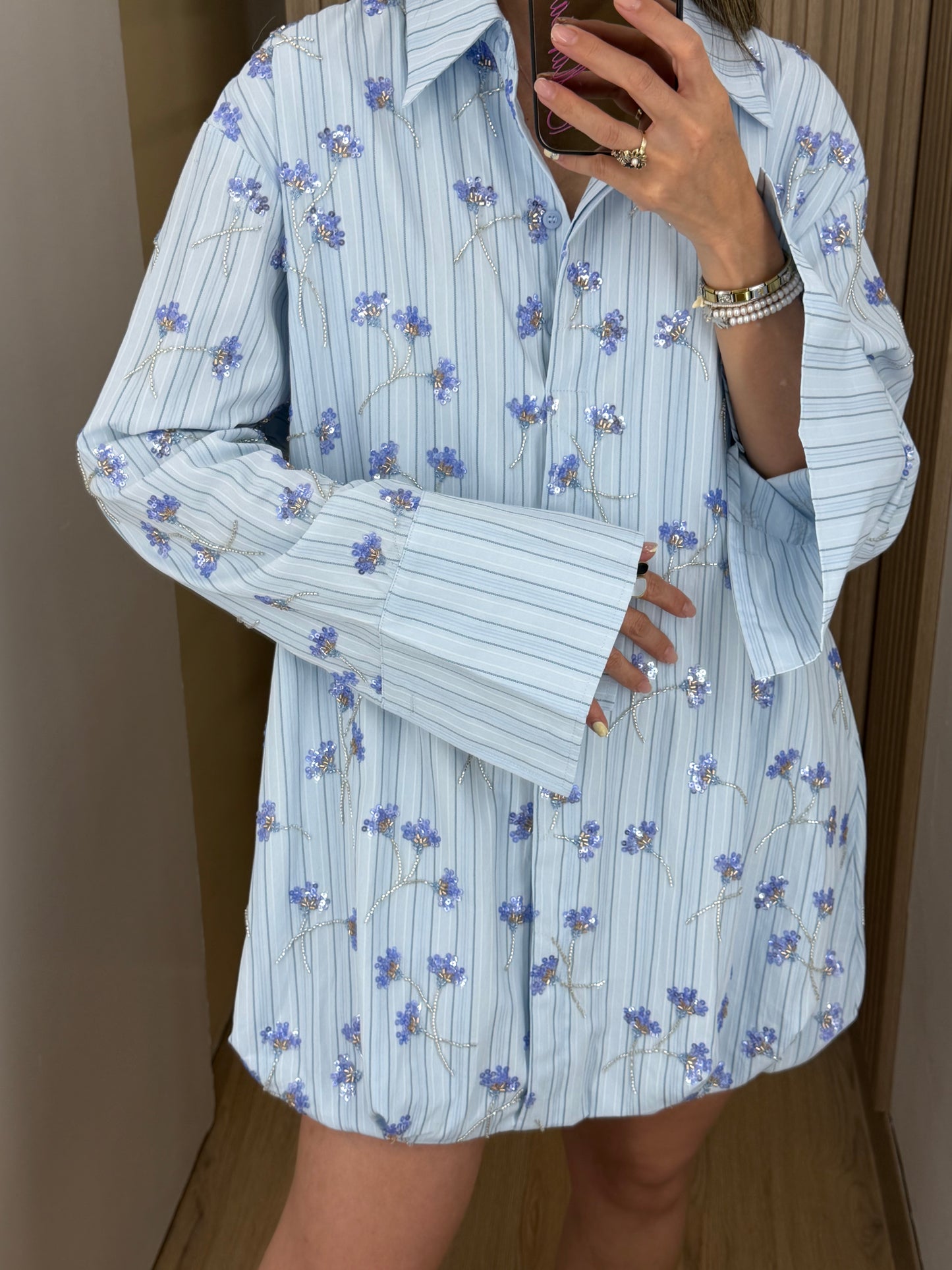 Blusa Azul Claro de Algodón para Mujer | Bellania