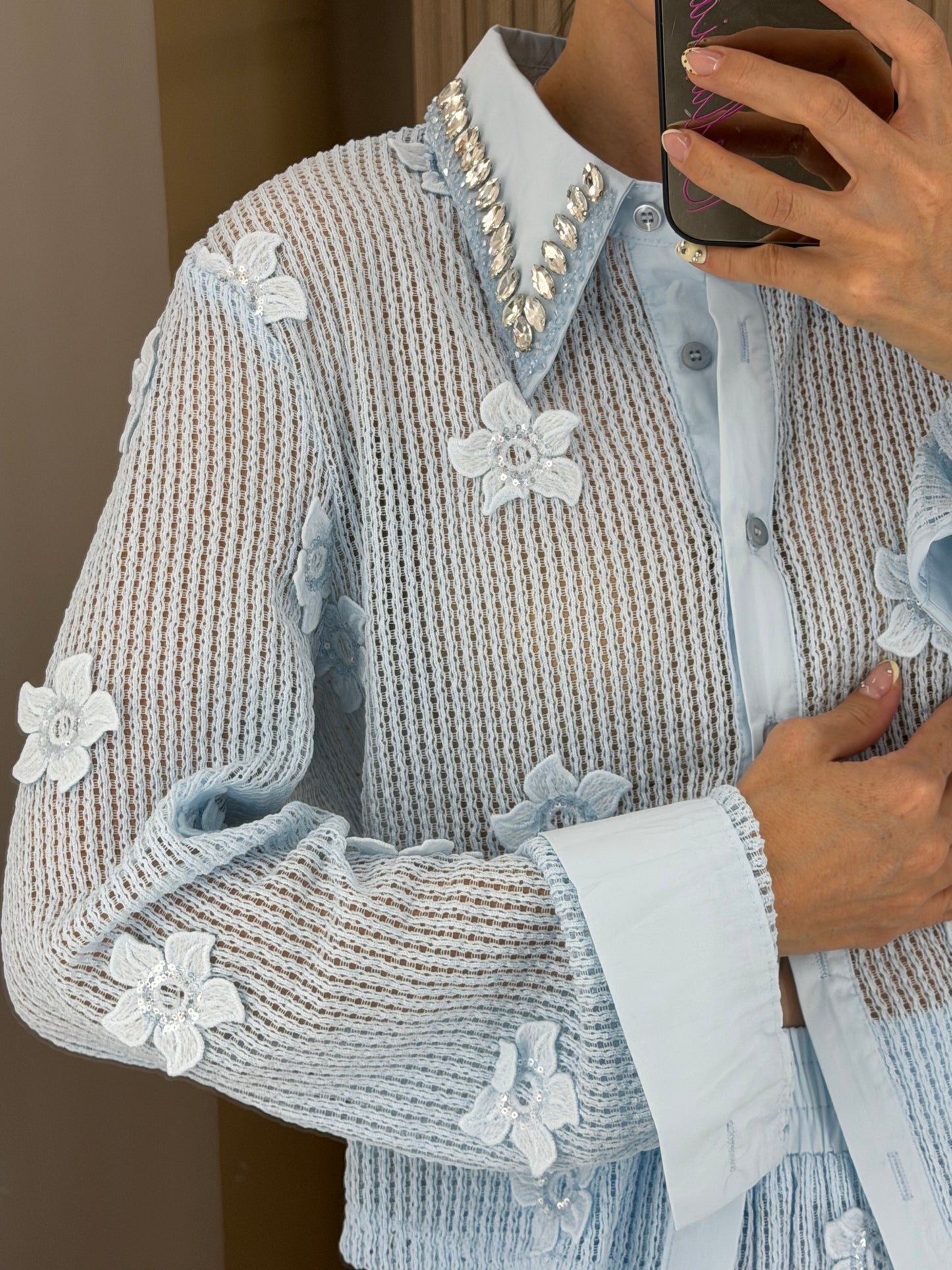 SET AZUL CLARO FLORES