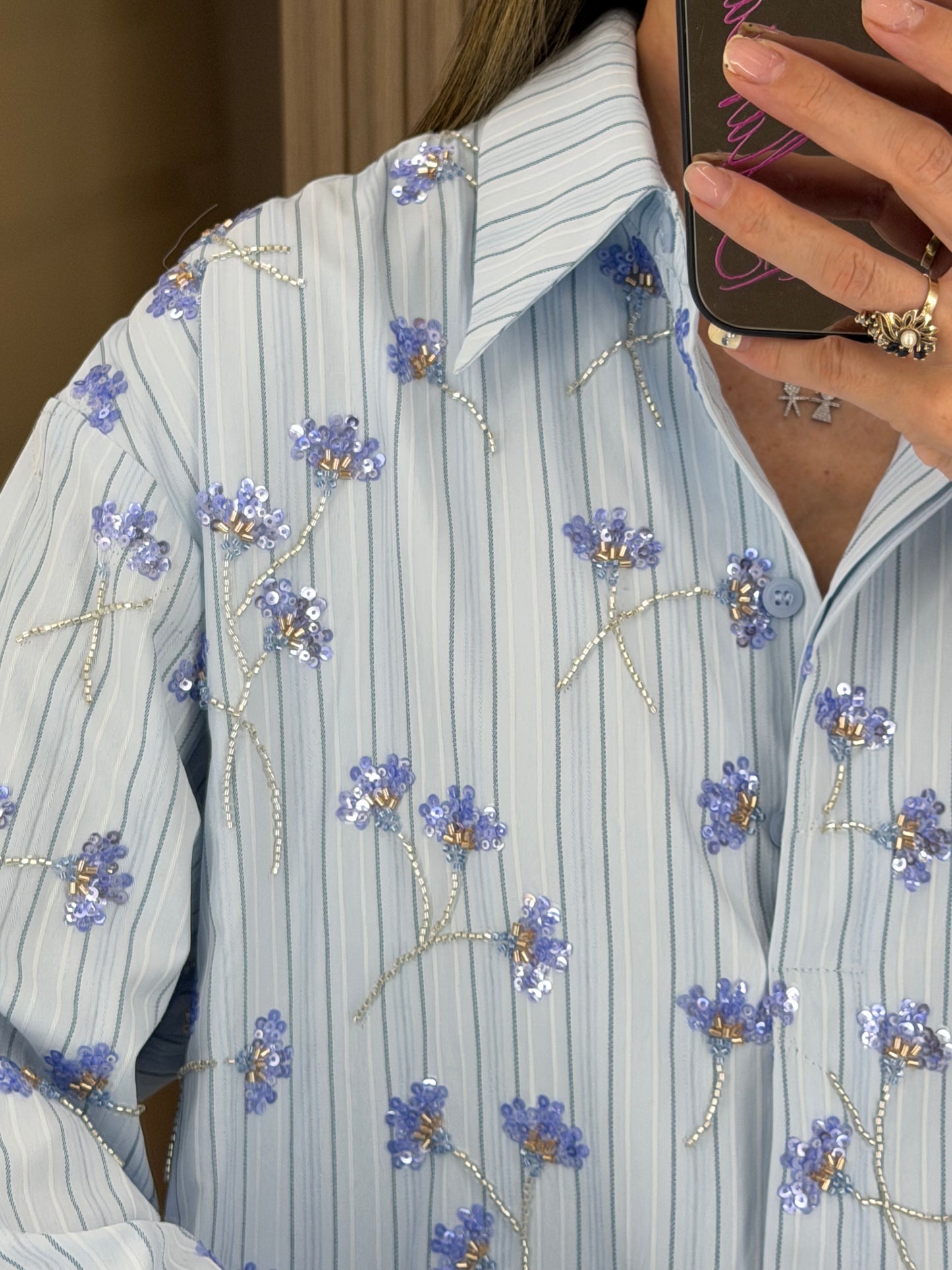 Blusa Azul Claro de Algodón para Mujer | Bellania