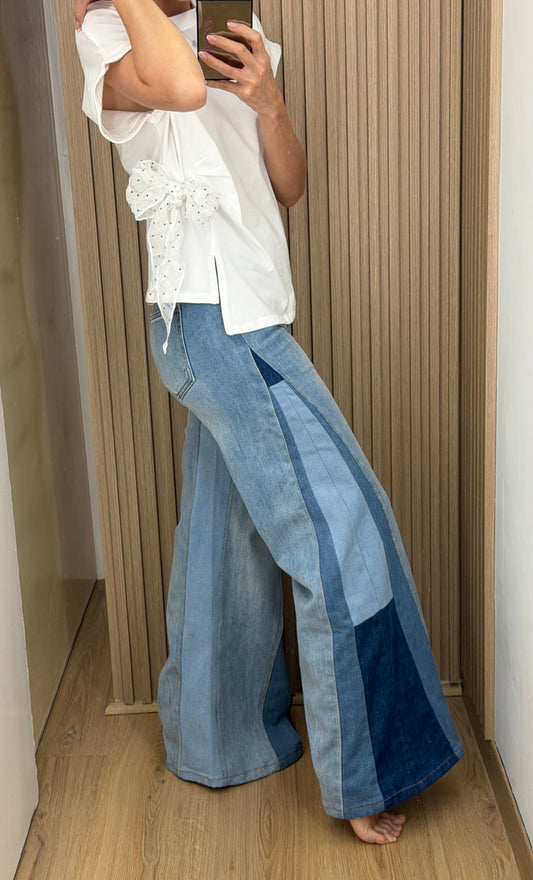 SET DENIM POLKA BOW