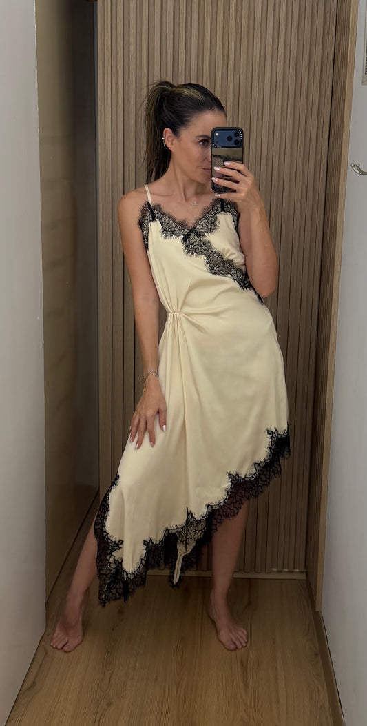 MIDI DRESS NUDE LACE