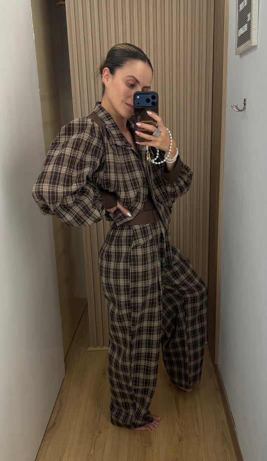 SET BROWN PLAID
