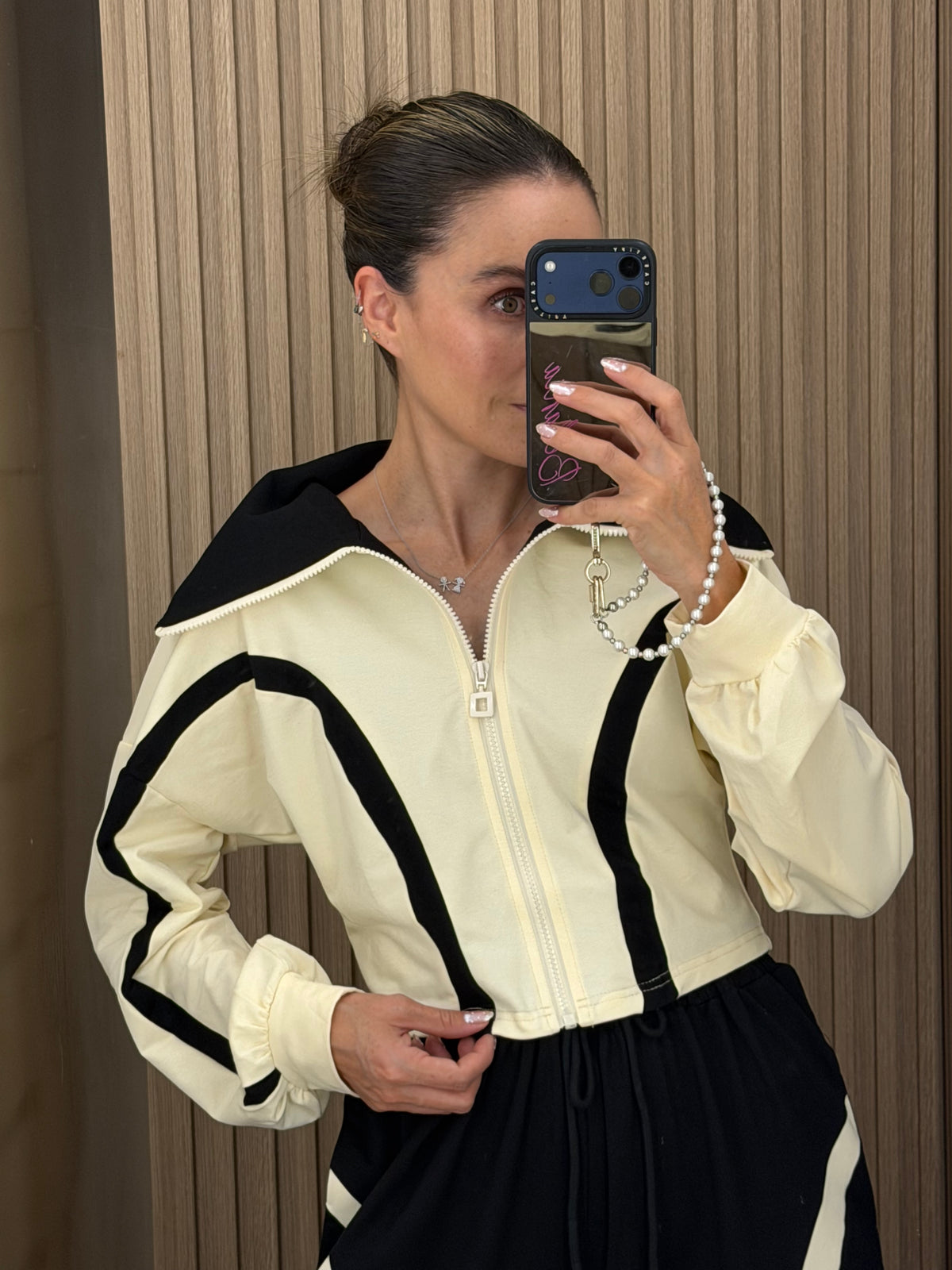 SET BLACK CREAM PANTS