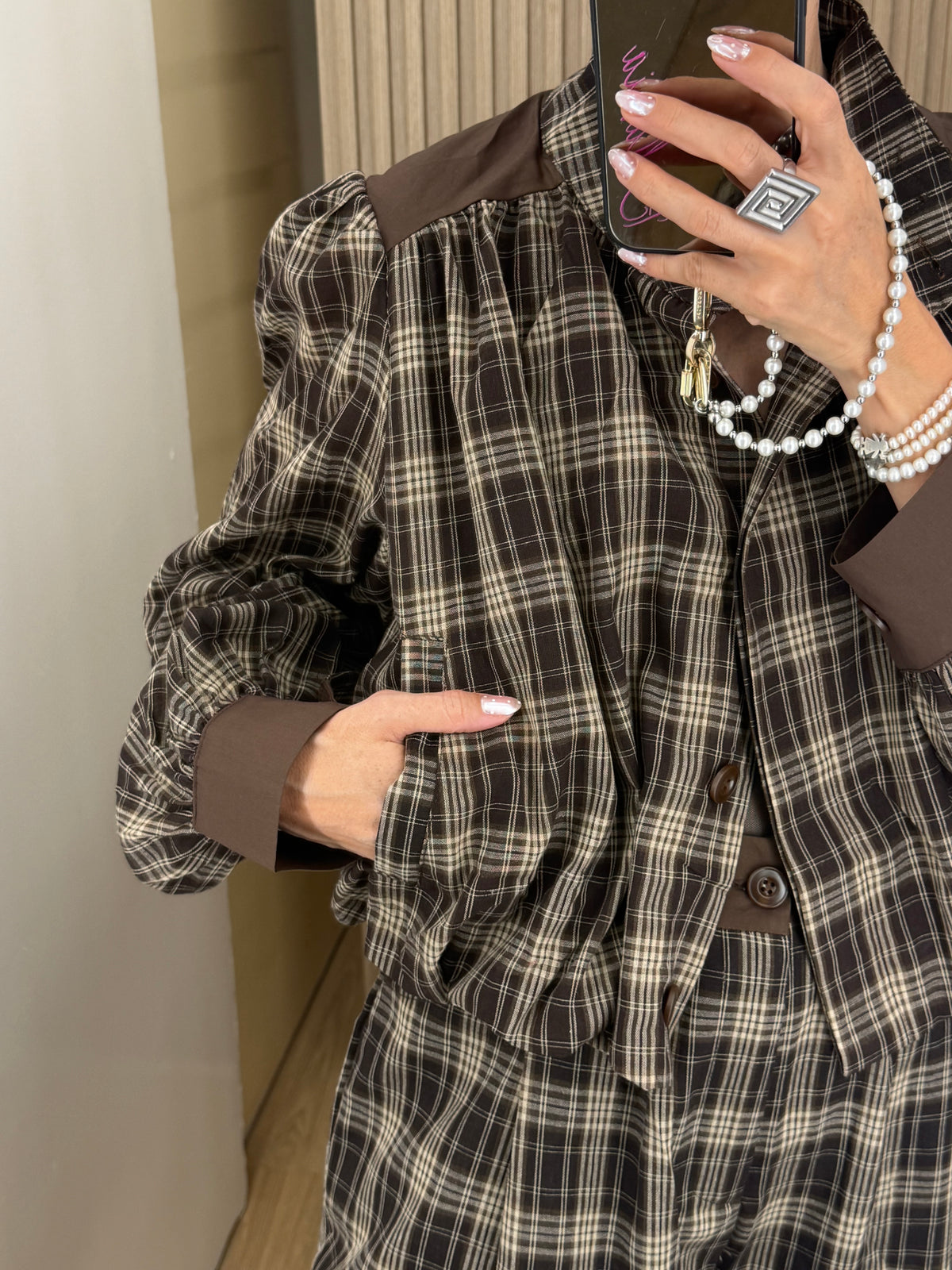 SET BROWN PLAID