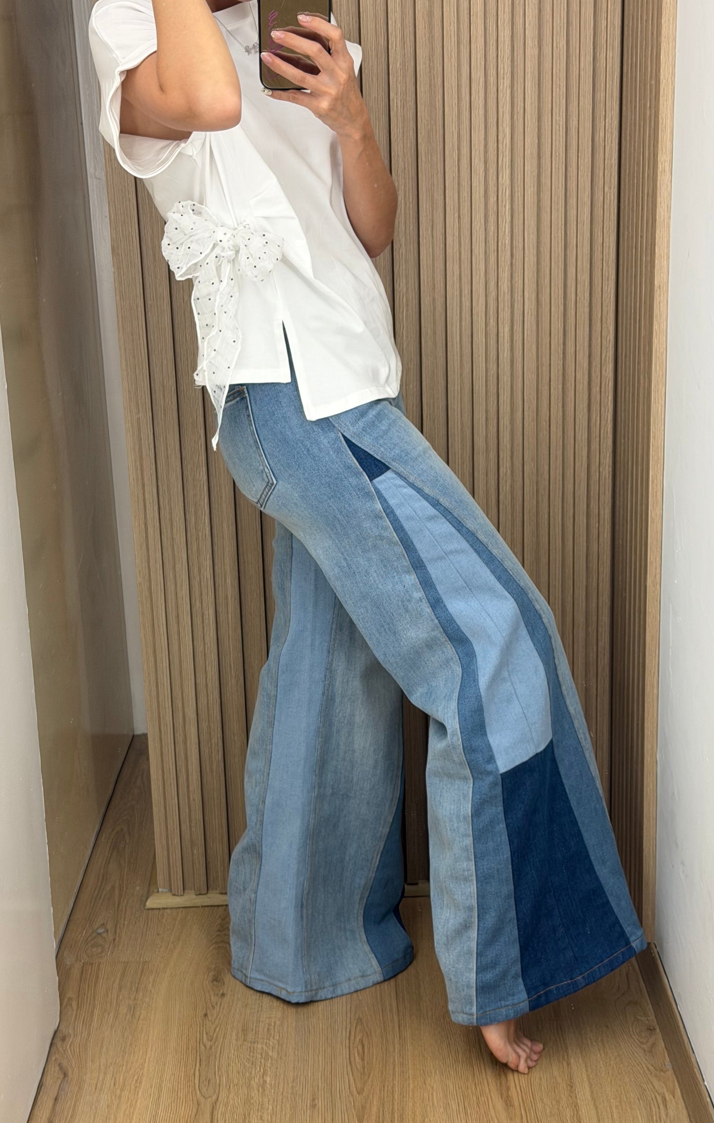SET DENIM POLKA BOW