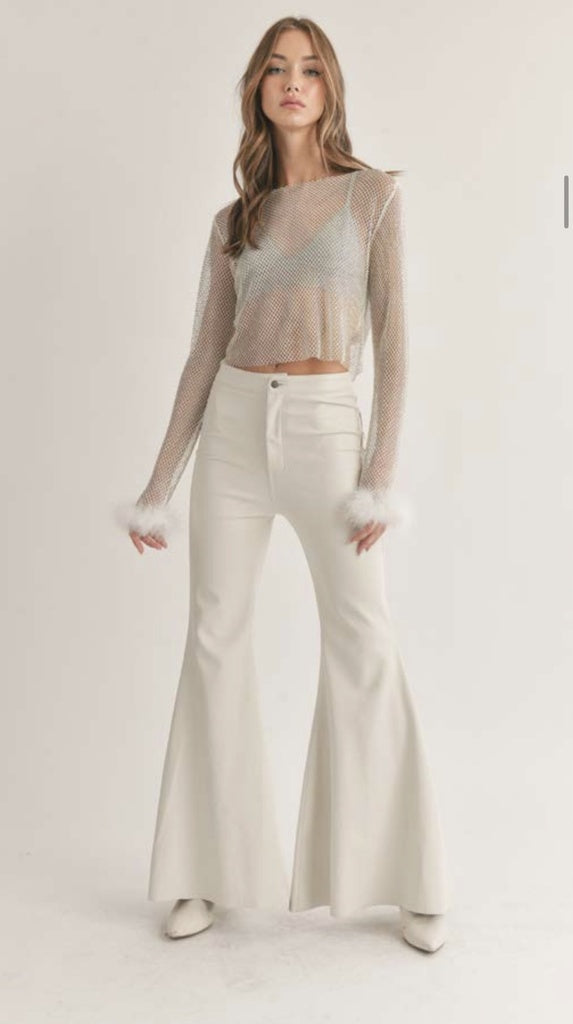 Crop top blanco plumas