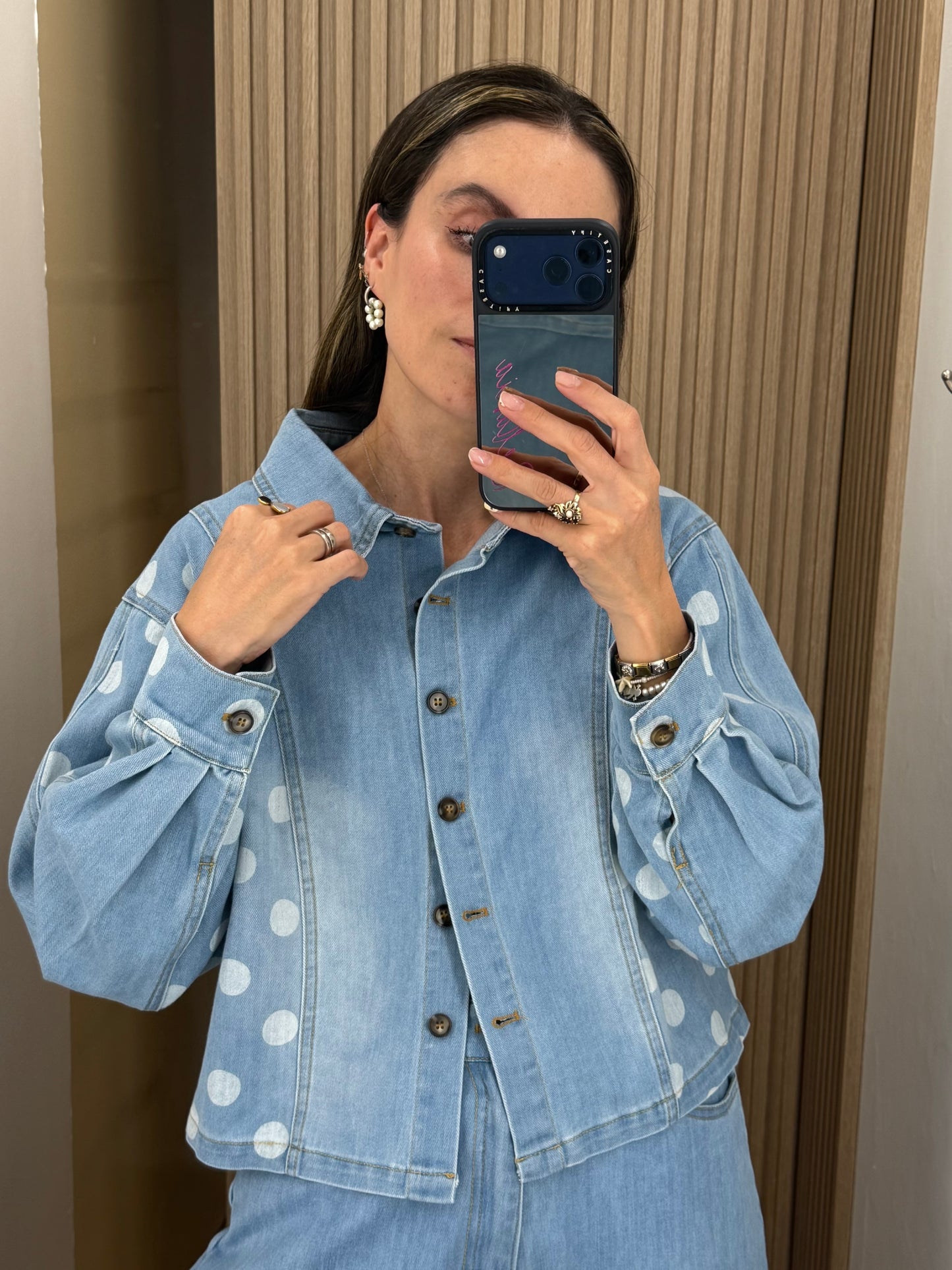 Conjunto Denim de Lunares Blancos para Mujer | Bellania