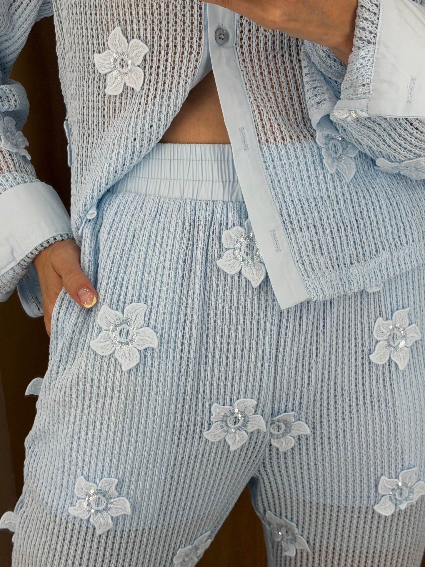 SET AZUL CLARO FLORES