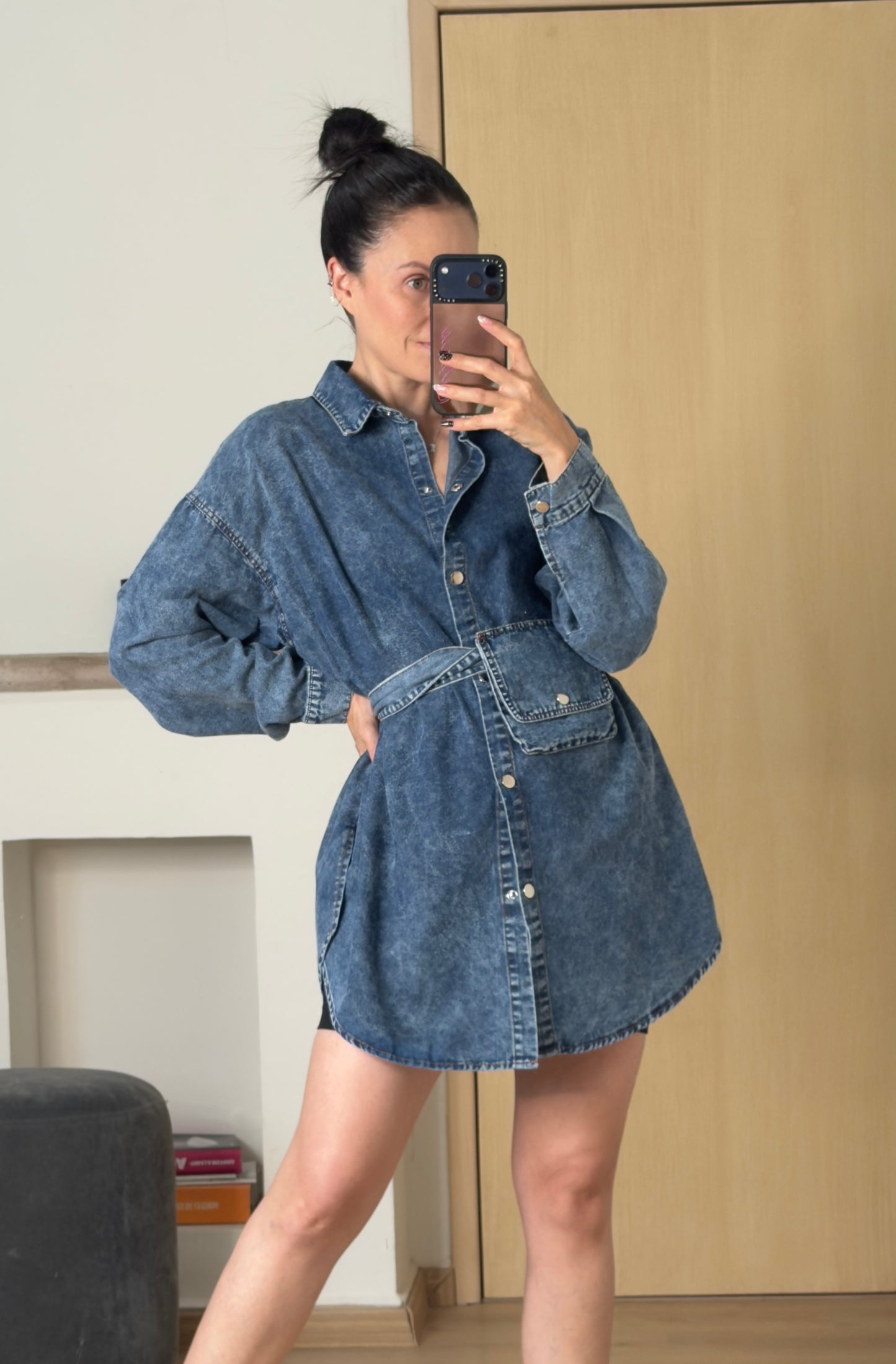 DENIM DRESS POCKET