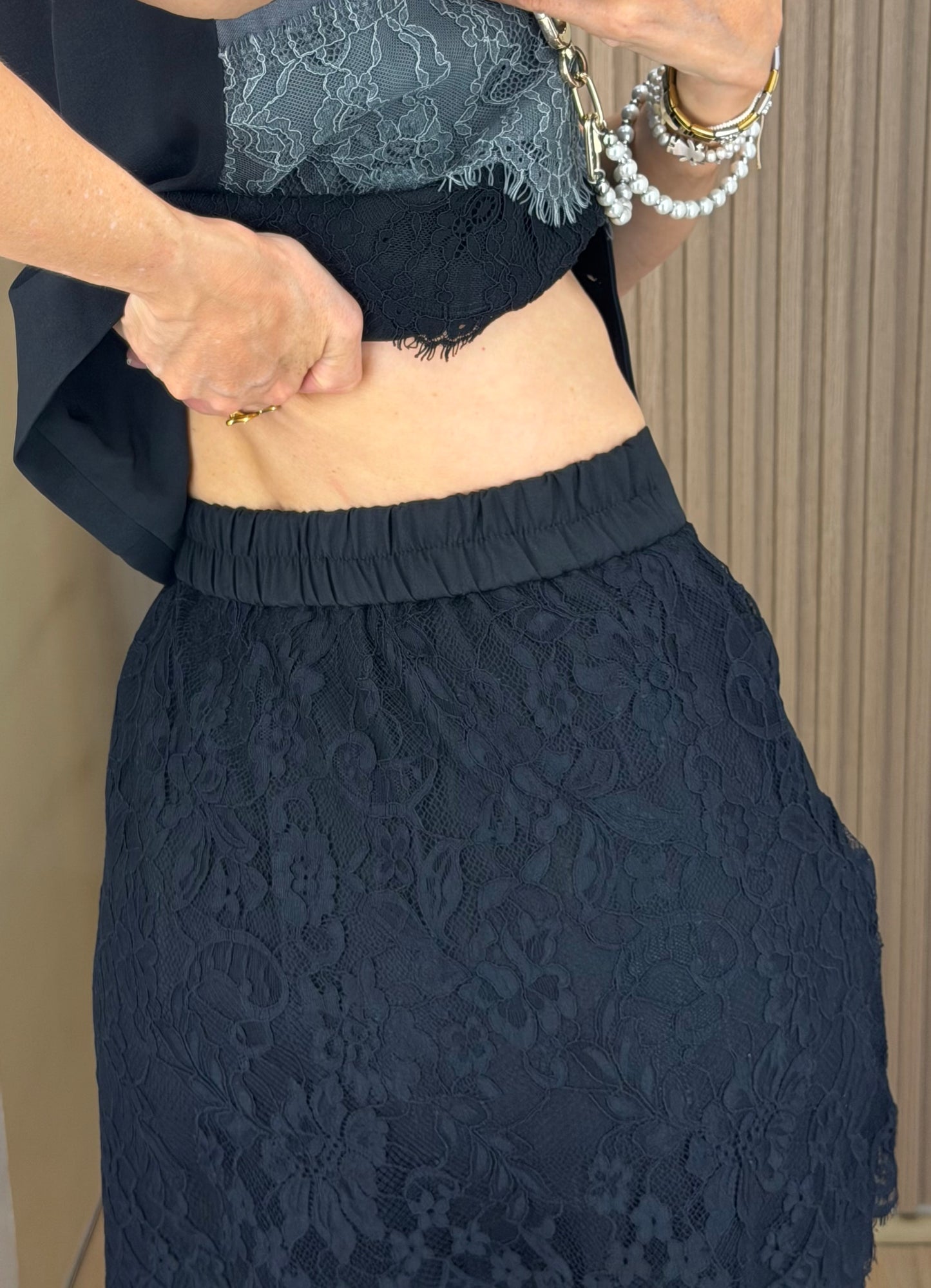 Conjunto Negro con Encaje para Mujer | Bellania