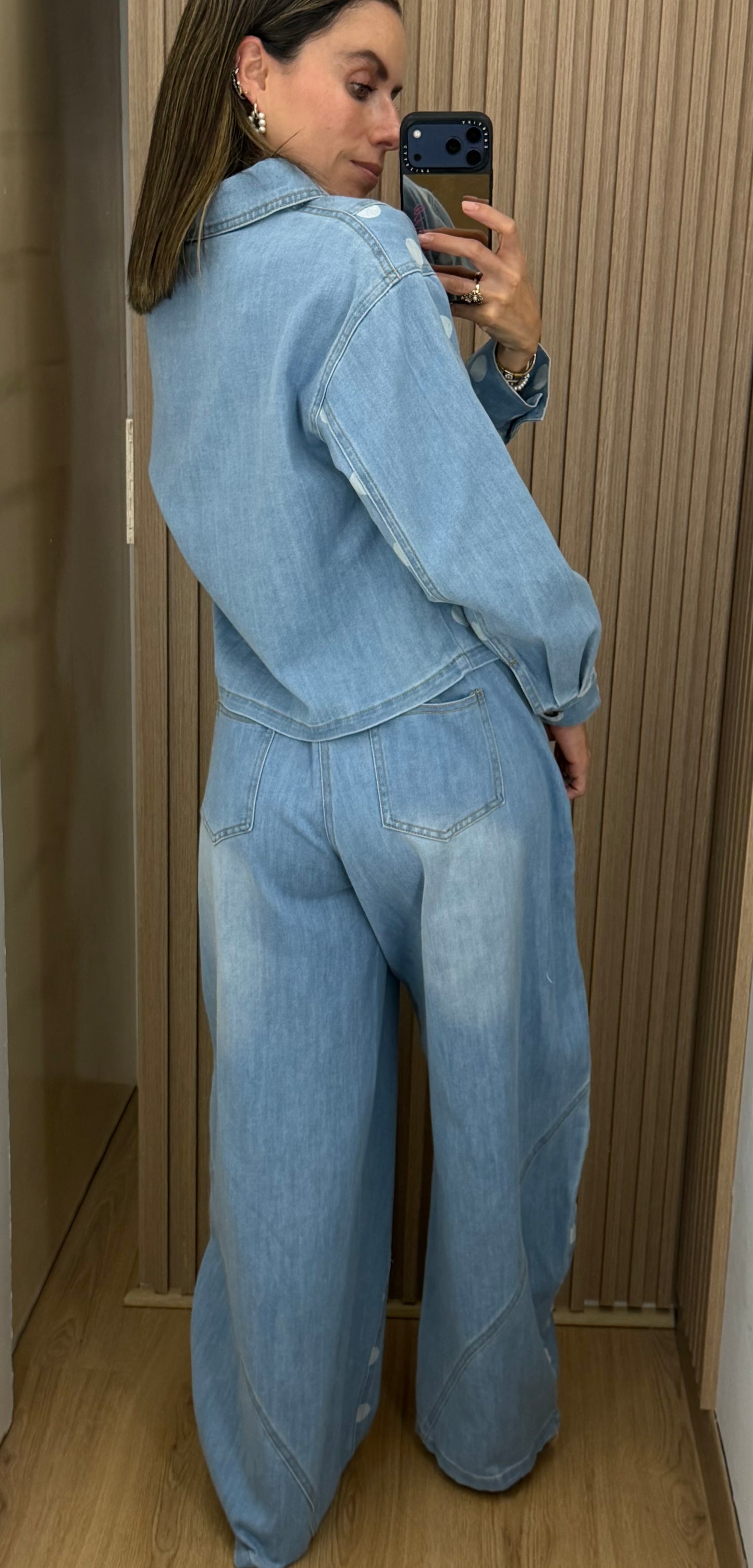 Conjunto Denim de Lunares Blancos para Mujer | Bellania