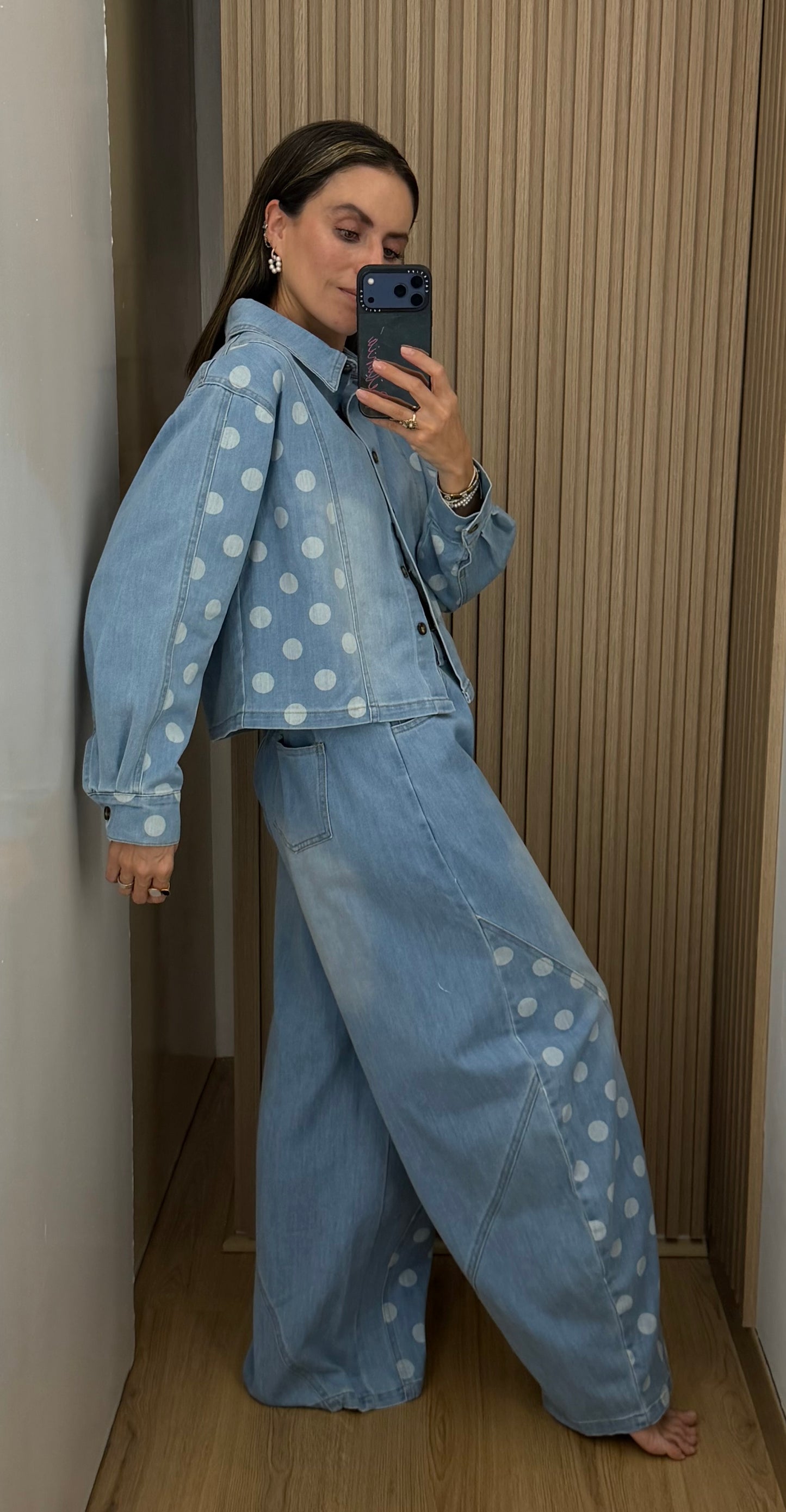 Conjunto Denim de Lunares Blancos para Mujer | Bellania