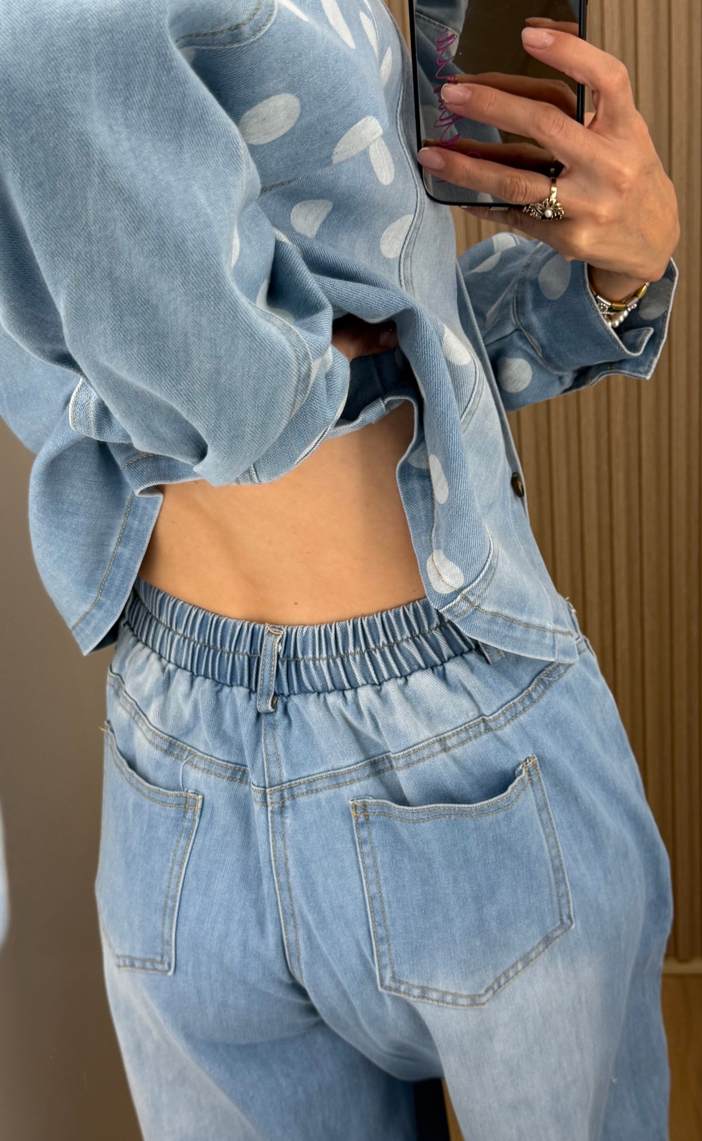 Conjunto Denim de Lunares Blancos para Mujer | Bellania