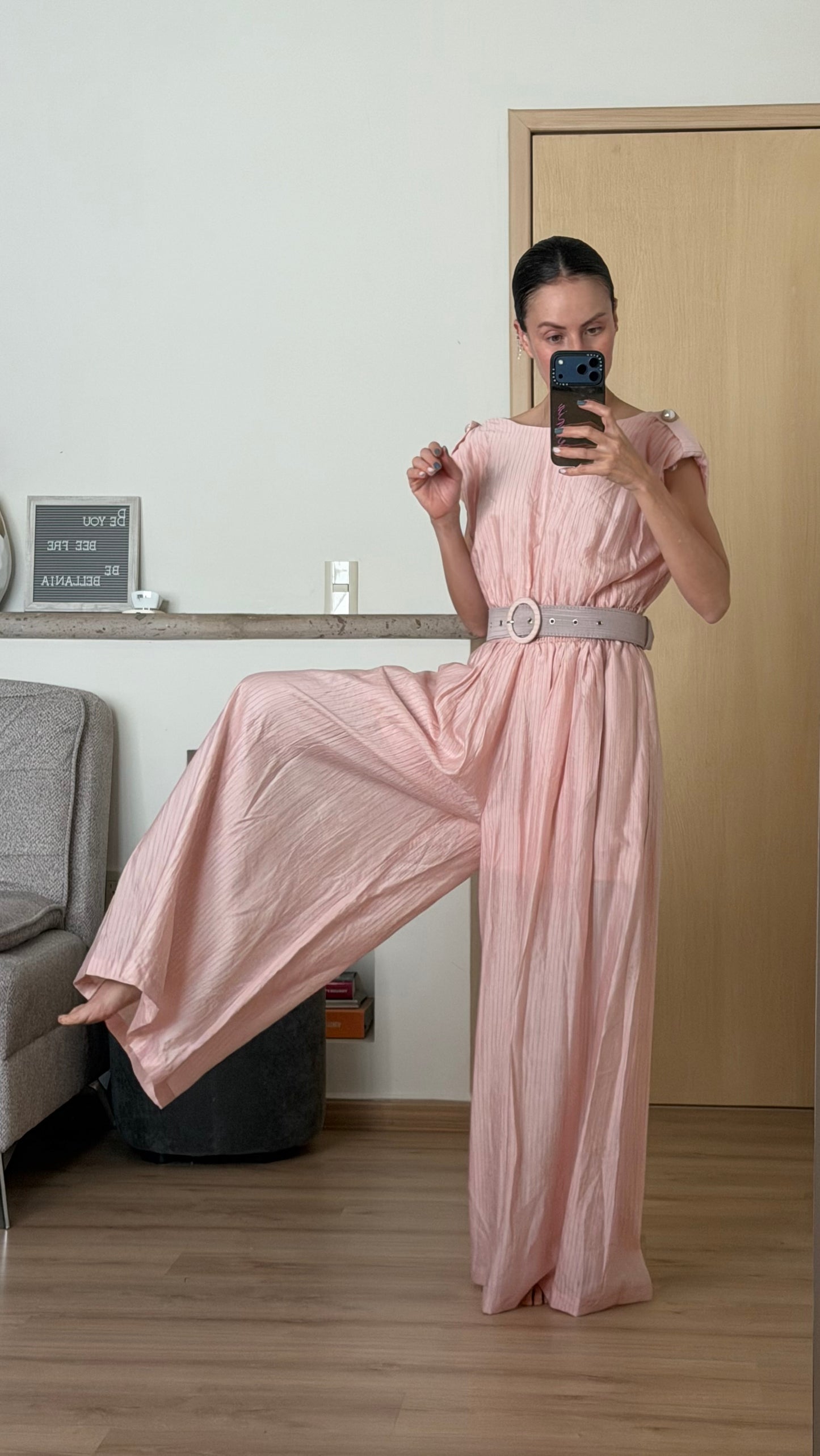 Jumpsuit pink waist