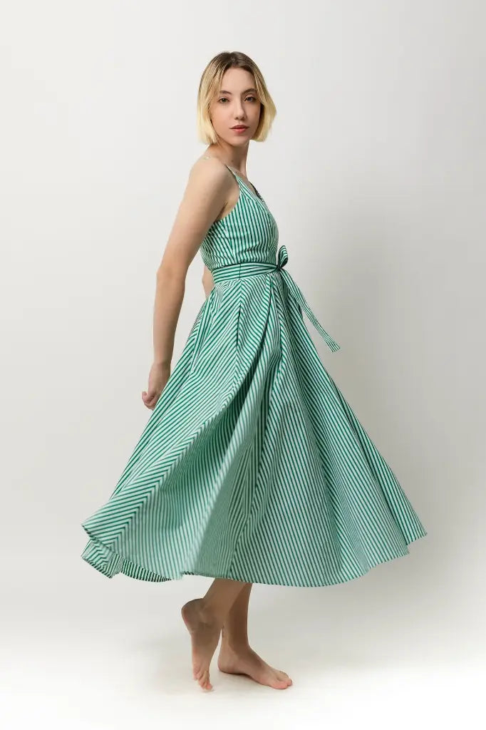 Green rayas dress