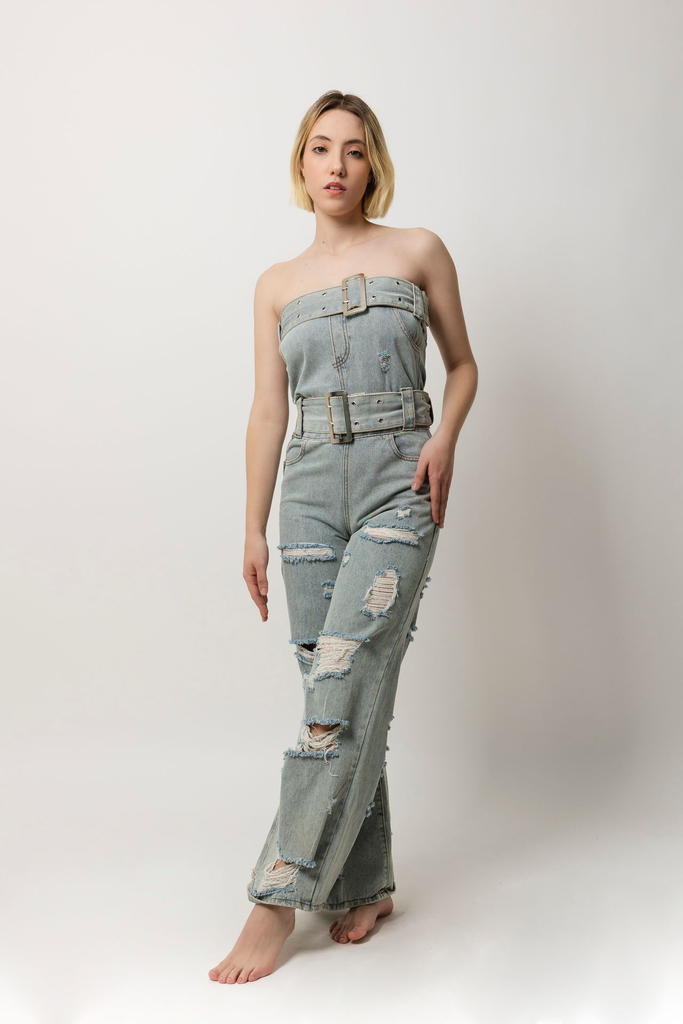 Jumpsuit strapless denim