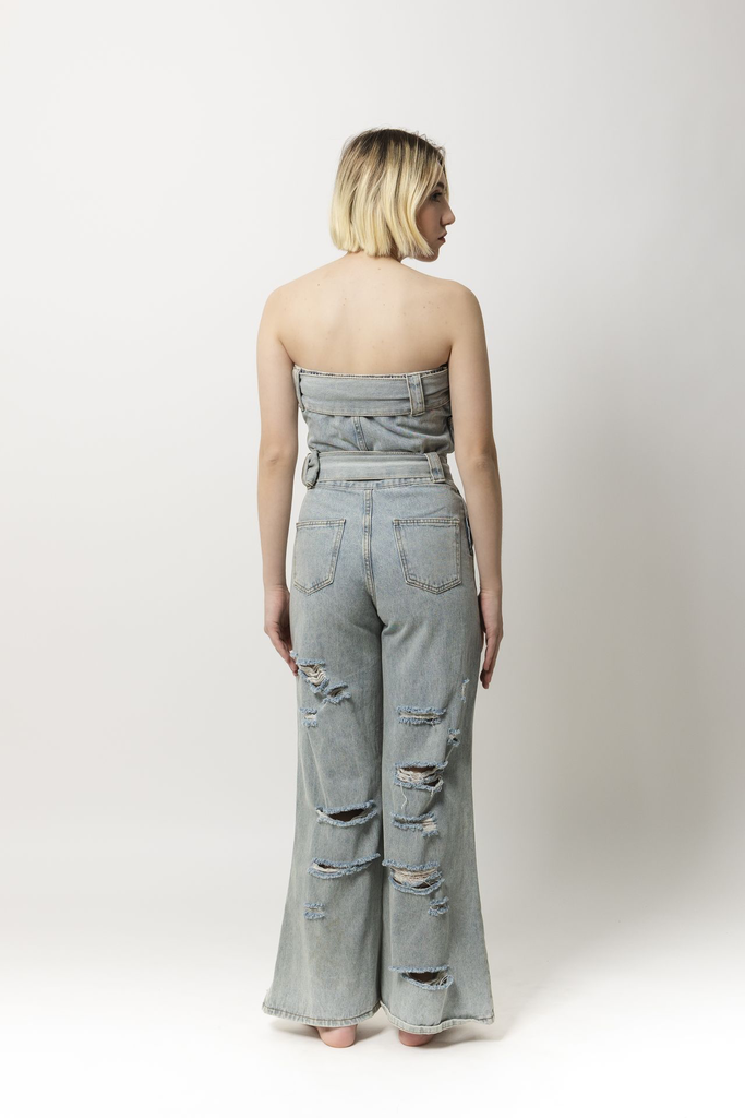 Jumpsuit strapless denim