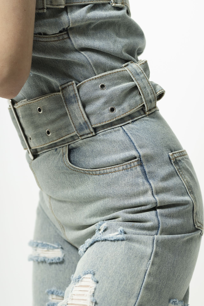 Jumpsuit strapless denim