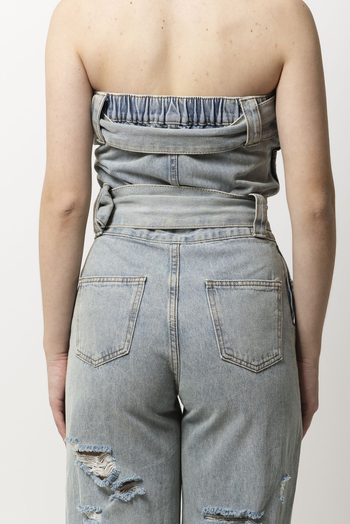Jumpsuit strapless denim