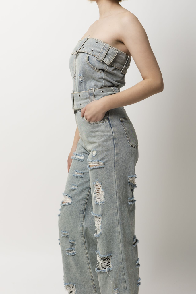 Jumpsuit strapless denim