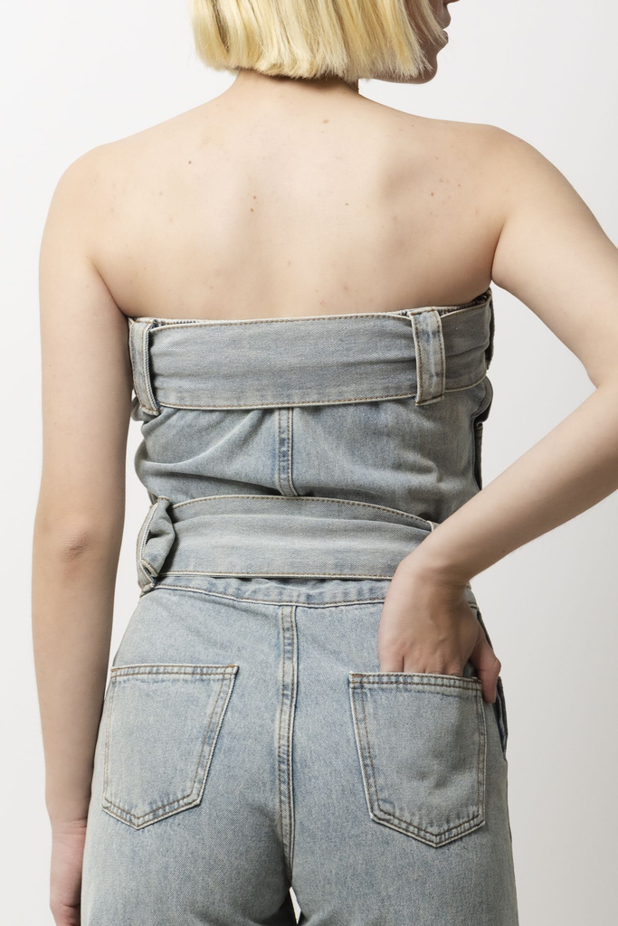 Jumpsuit strapless denim