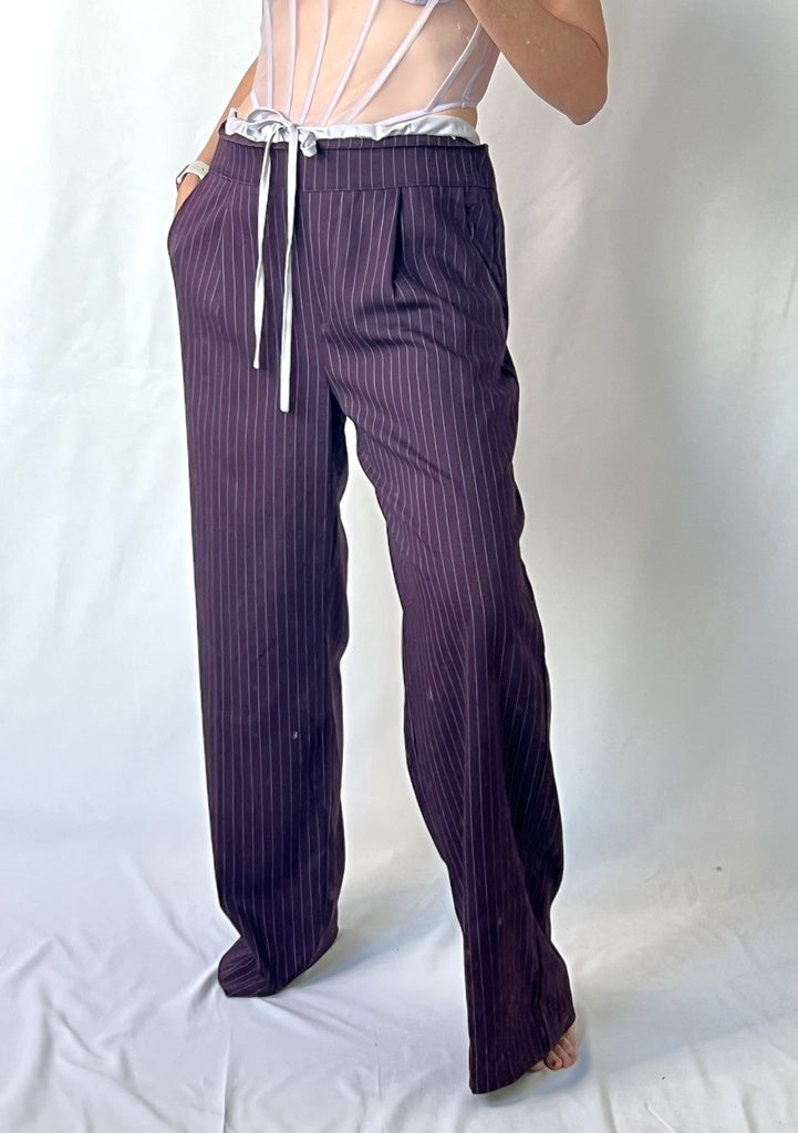 Pantalón rayas burgundy